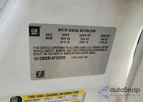 2010 Chevrolet Malibu 2Lt из США, поврежденный, VIN 1G1ZD5EB1AF102000